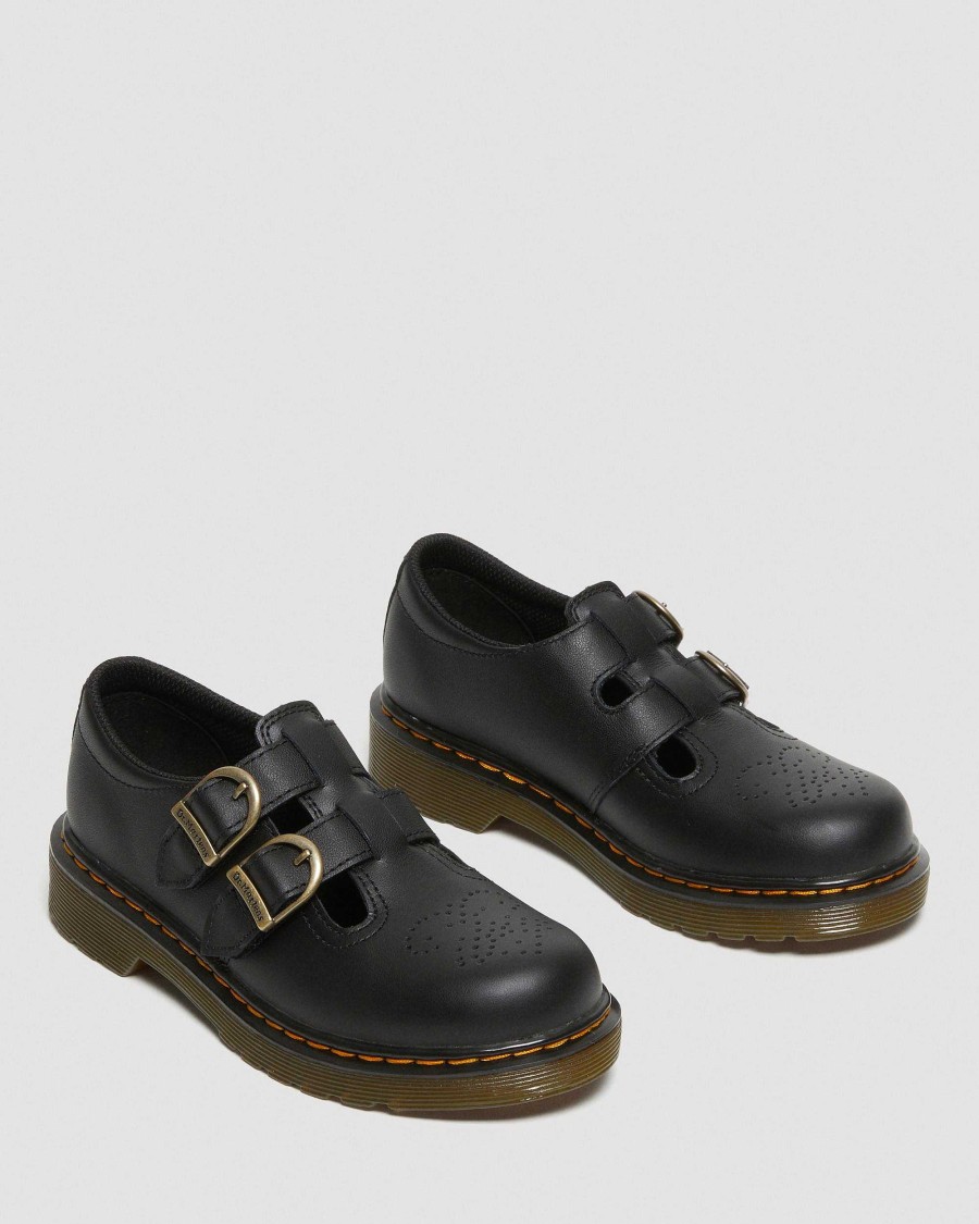 Bambini Dr. Martens Scarpe Da Scuola Per Ragazze | Junior 8065 Softy T Pelle Mary Jane -Kengat Musta — Softy T