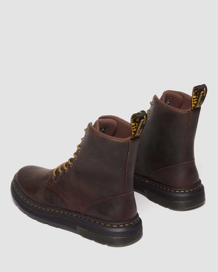 La Mia Genealogia Dr. Martens Calzature Utili | Stringate In Pelle Crewson -Maiharit Marrone Scuro — Crazy Horse+Pu