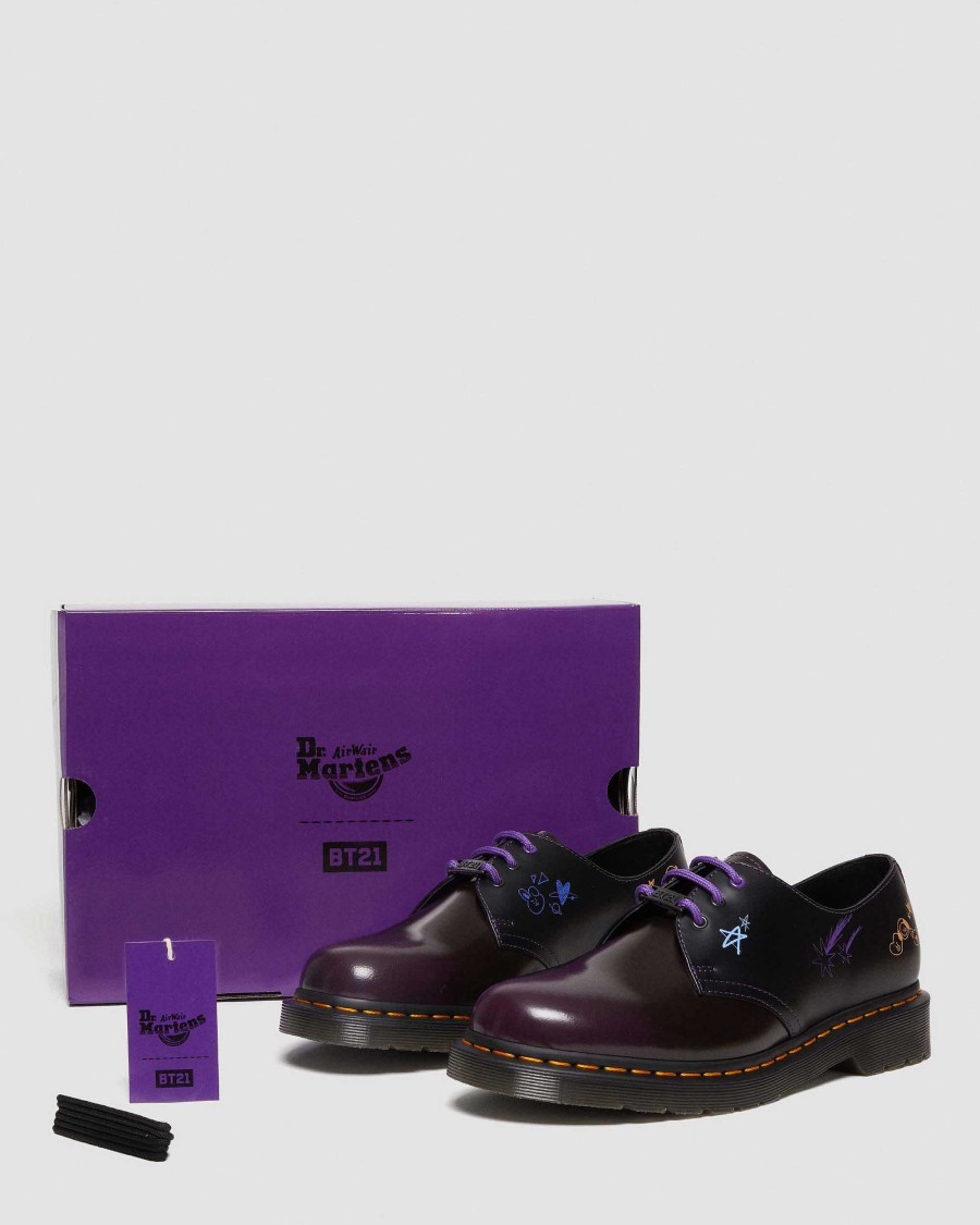 La Mia Genealogia Dr. Martens Scarpe Stringate | 1461 Bt21 -Scarpe In Pelle Viola+Nero — Arcadia