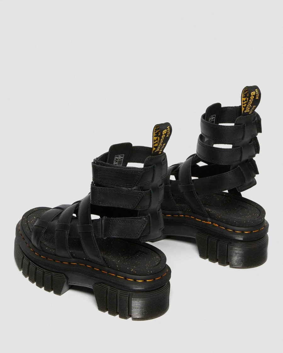 Le Signore Dr. Martens Sandalo Con Plateau | Sandali Gladiatore Con Plateau In Pelle Ricki Nappa Lux Nero: Nappa Lux