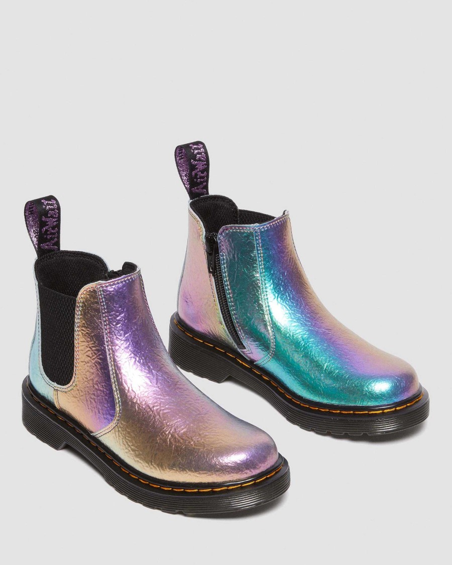 Bambini Dr. Martens Maihar Per Bambini | Stivaletti Chelsea Junior 2976 In Pelle Arcobaleno Increspata Multi: Arcobaleno Increspato