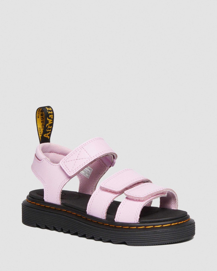 Bambini Dr. Martens Un Sandalo | Sandali Junior Klaire Athena Con Cinturino In Pelle Con Velcro Rosa Pallida: Atena