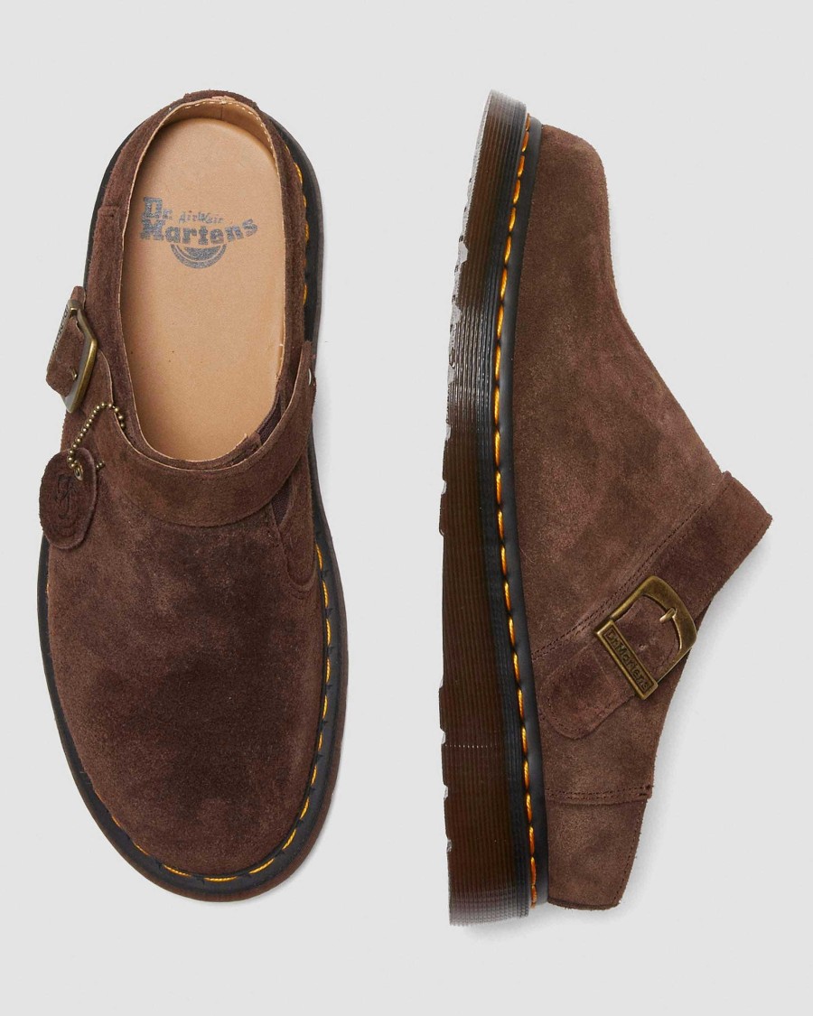 Le Signore Dr. Martens Pantofole | Isham Desert Oasis Pelle Scamosciata -Lipokkaat Marrone Scuro: Pelle Scamosciata Desert Oasis