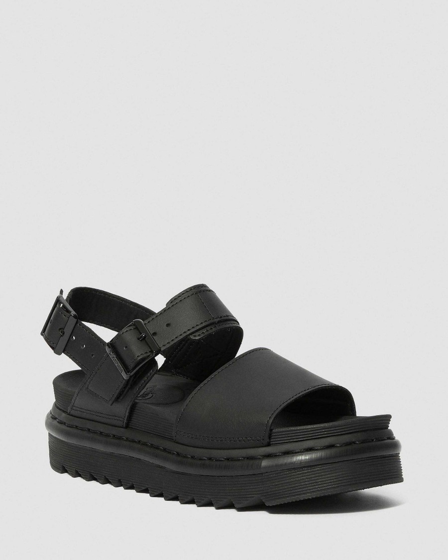 Le Signore Dr. Martens Sandalo Con Plateau | Sandali Infradito Voss Hydro In Pelle Nero Idro