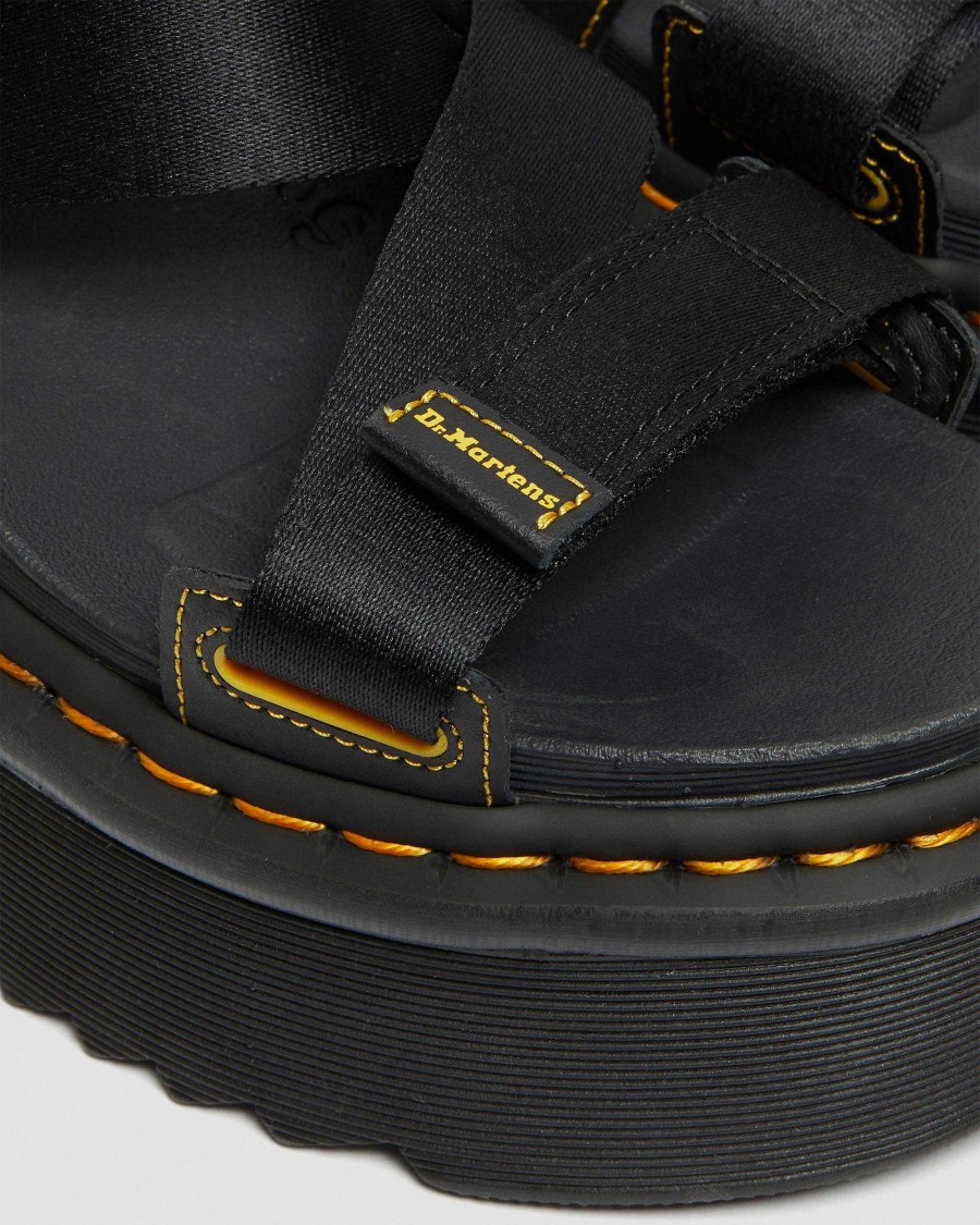 Le Signore Dr. Martens Sandalo Con Plateau | Sandali Con Cinturino In Tessuto Con Logo Kimber Nero Idro