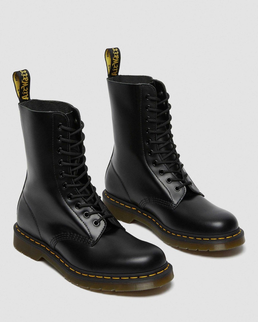 La Mia Genealogia Dr. Martens Tenie | 1490 Stringata Alta In Pelle Liscia -Maiharit Liscio Nero