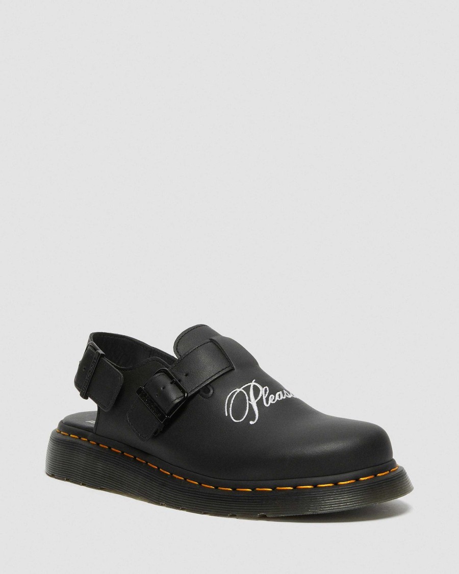 La Mia Genealogia Dr. Martens Sandalo Neri | Slip-On Jorge Pleasures In Pelle Nero: Scatta