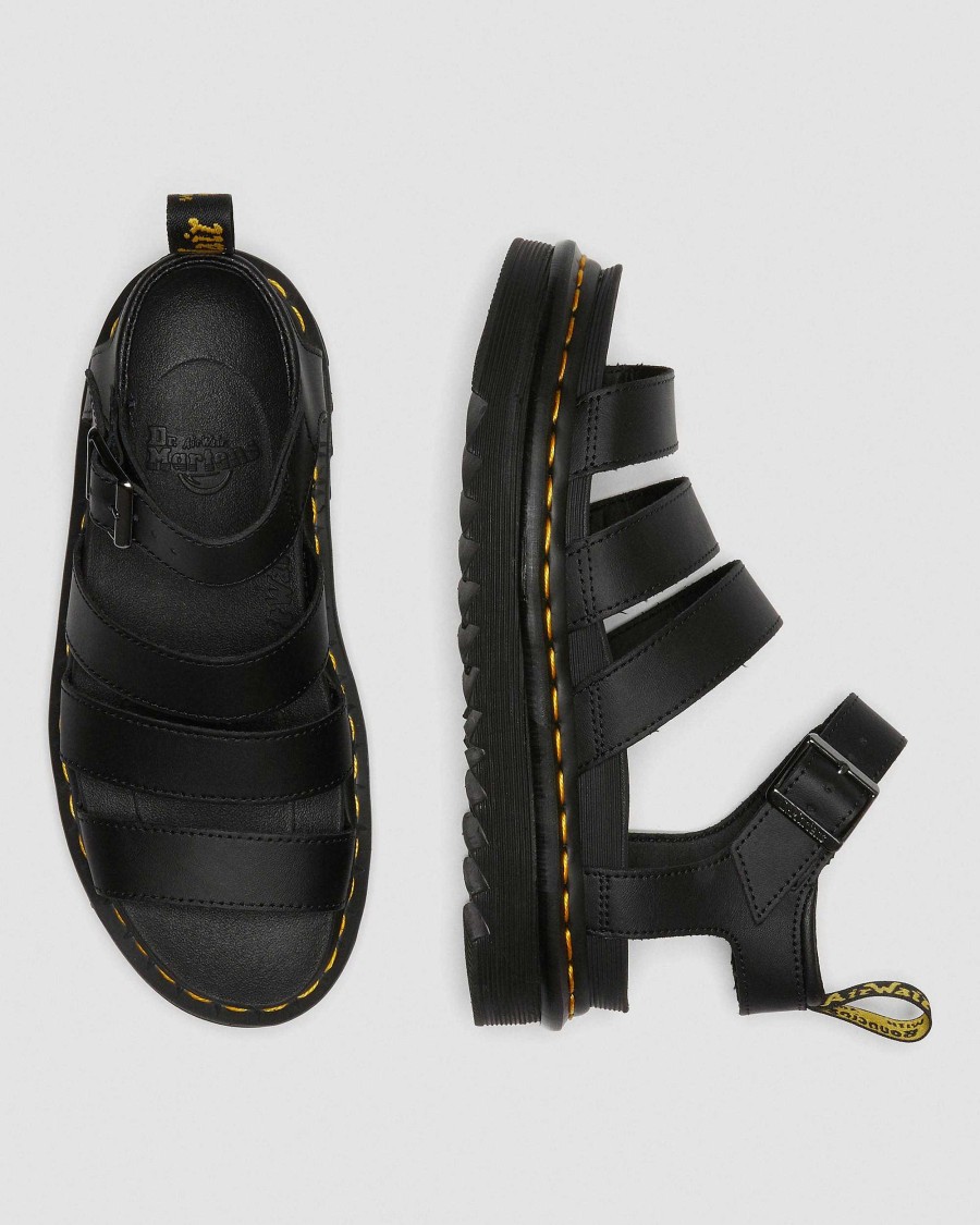 Le Signore Dr. Martens Sandalo Con Plateau | Sandali Blaire Hydro Con Cinturino In Pelle Nero Idro