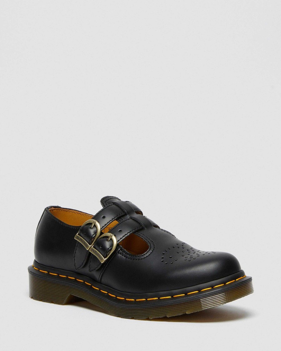 Le Signore Dr. Martens Scarpe Nere | 8065 Mary Jane In Pelle Liscia -Kengat Liscio Nero