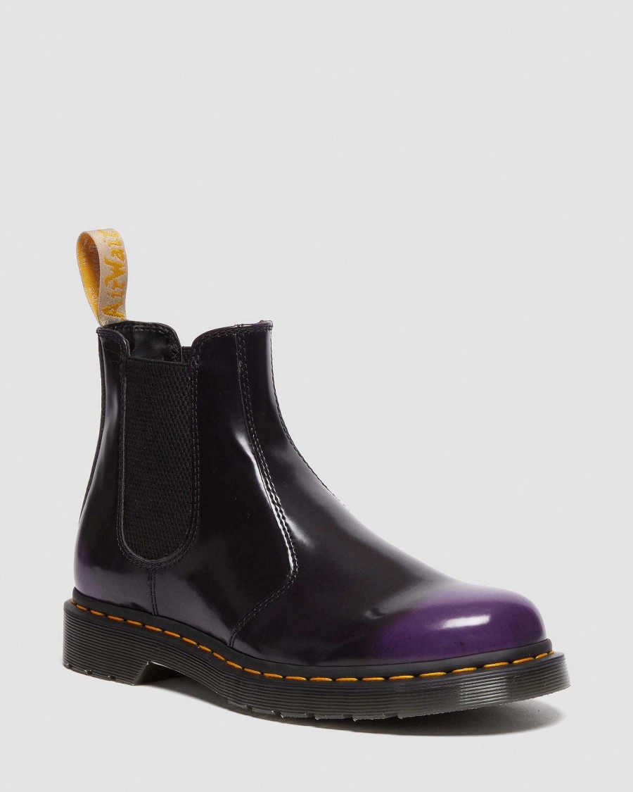 La Mia Genealogia Dr. Martens Maihari Vegani | Stivaletti Chelsea Lucidi Vegani 2976 Black/Rich Purple — Oxford Rub Off