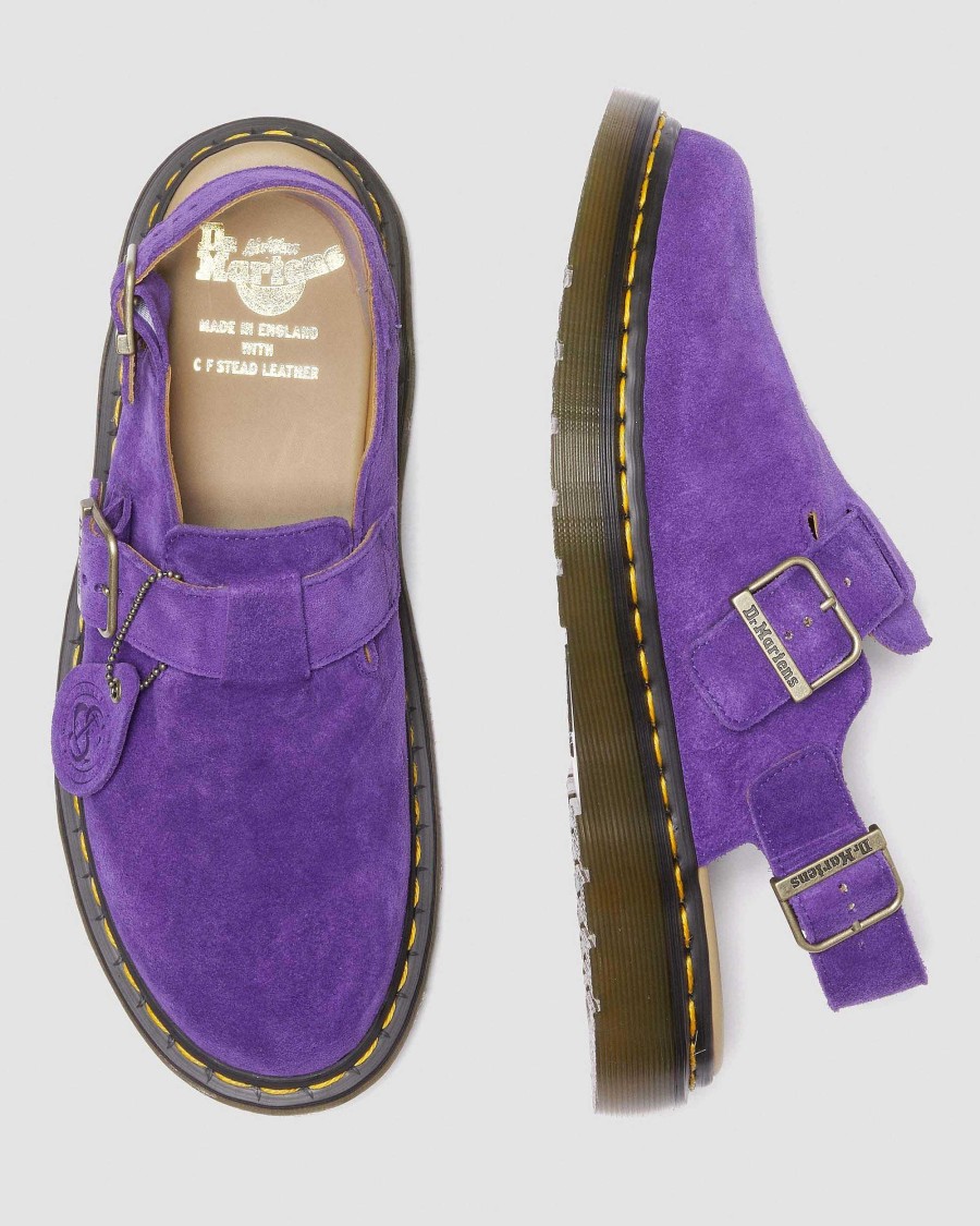 Le Signore Dr. Martens Pantofole | Slingback Jorge Made In England Violetti — Repello Vitello Scamosciato (Gum Oil)