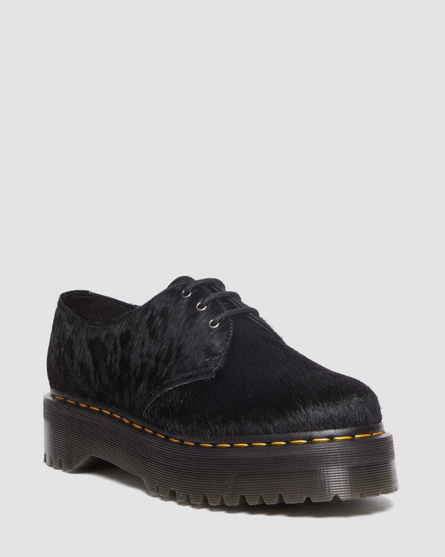 La Mia Genealogia Dr. Martens Scarpe Stringate | 1461 Scarpe Con Plateau Quad Hair-On Capelli Neri - Capelli Accesi