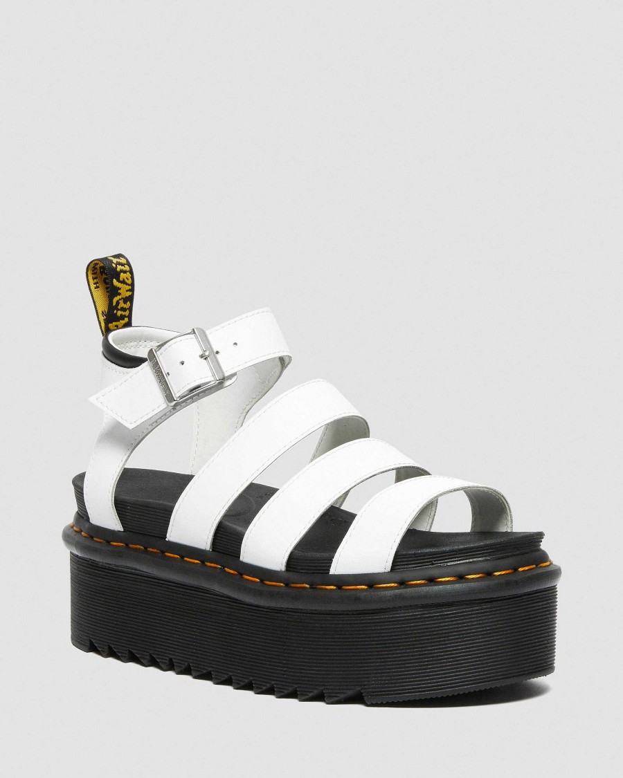 Le Signore Dr. Martens Sandalo Bianchi | Sandali Gladiatore Con Piattaforma In Pelle Blaire Quad Hydro Bianco Idro