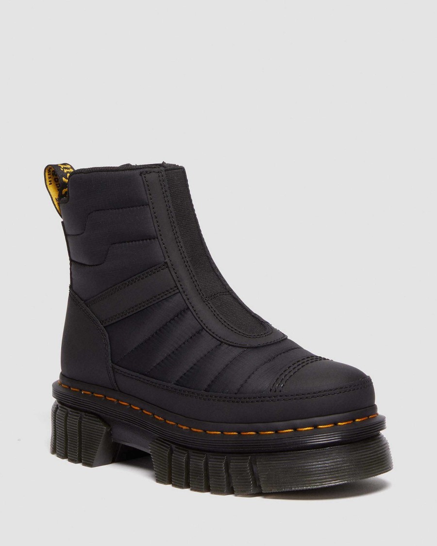 Le Signore Dr. Martens Piattaforme | Stivaletti Chelsea Audrick Con Plateau Trapuntato Nero: Pelle Gommata+Calda Trapuntata