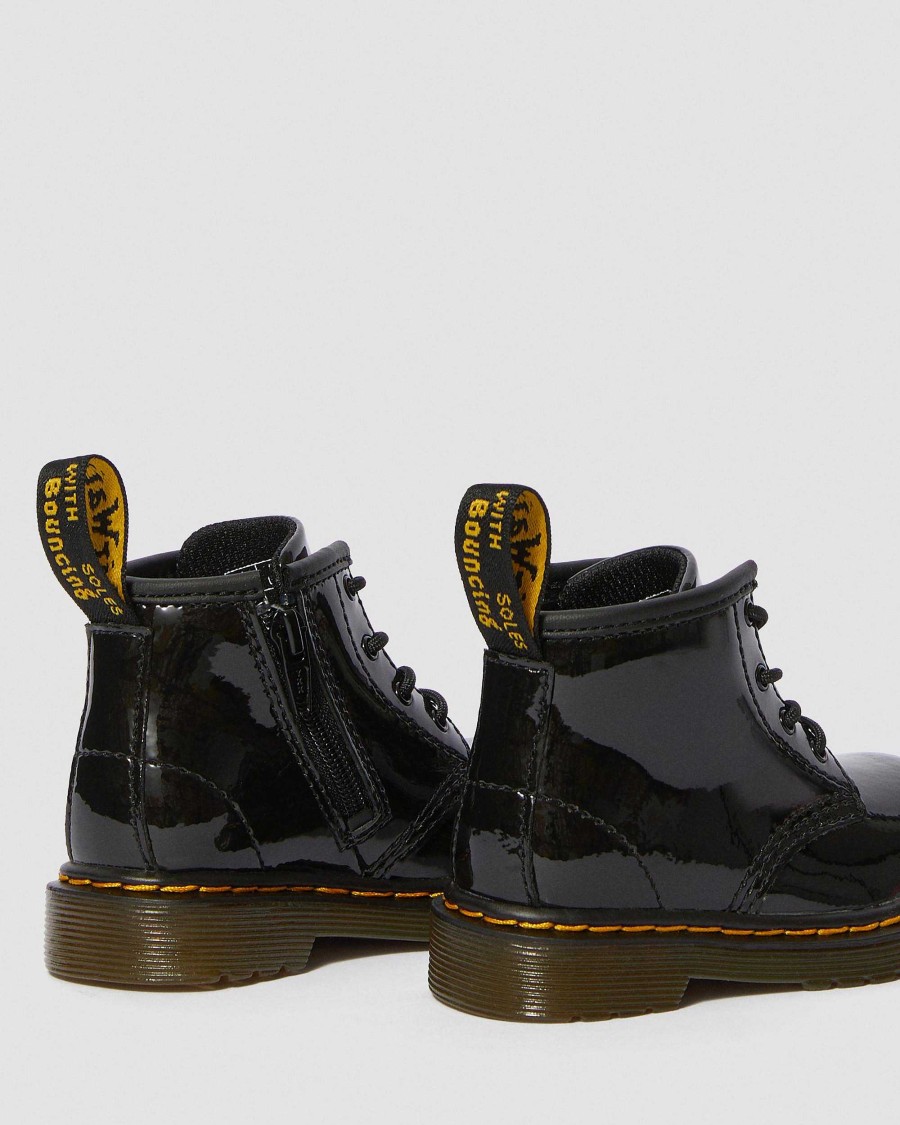 Bambini Dr. Martens Scarpe Da Scuola Per Ragazze | Stringate Per Neonato 1460 In Pelle Verniciata -Maiharit Nero: Lampada Brevettata