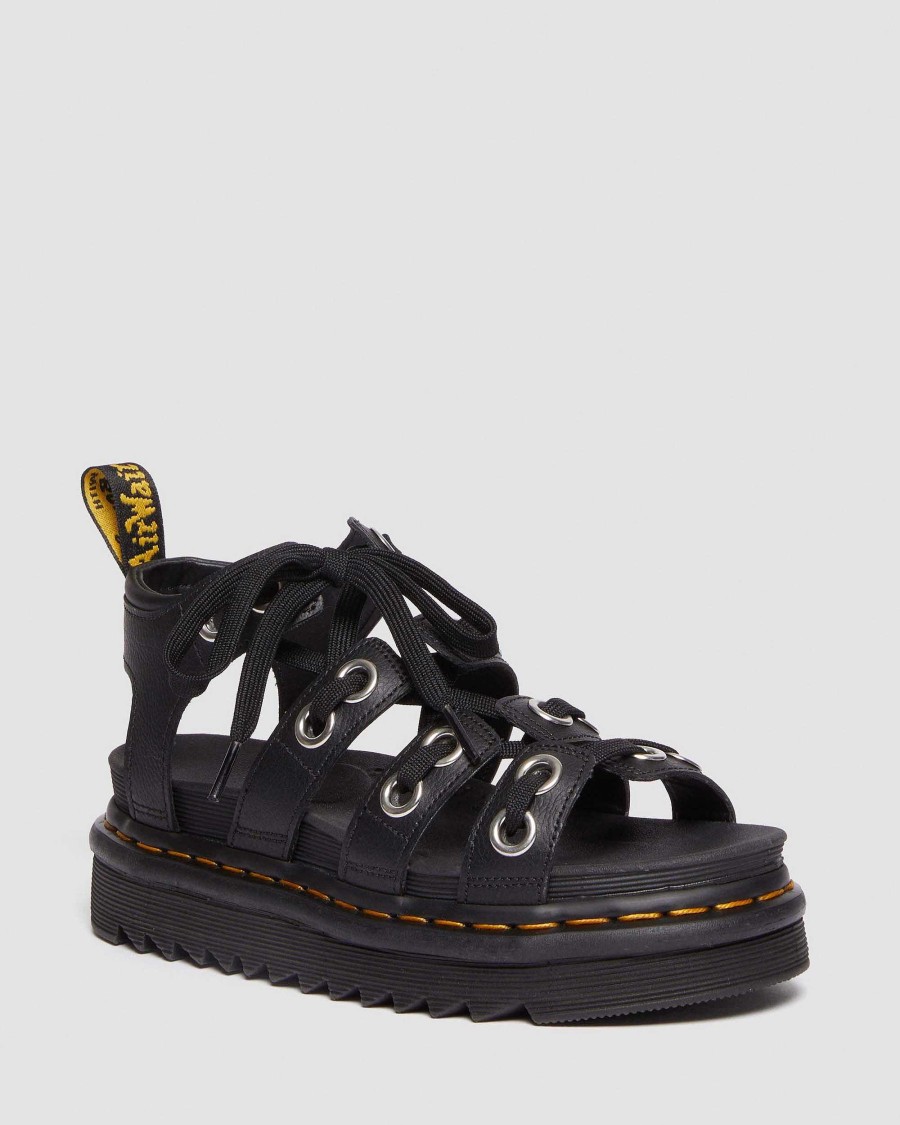 Le Signore Dr. Martens Sandalo Con Plateau | Sandali Con Cinturino Athena In Pelle Blaire Hardware Nero: Atena