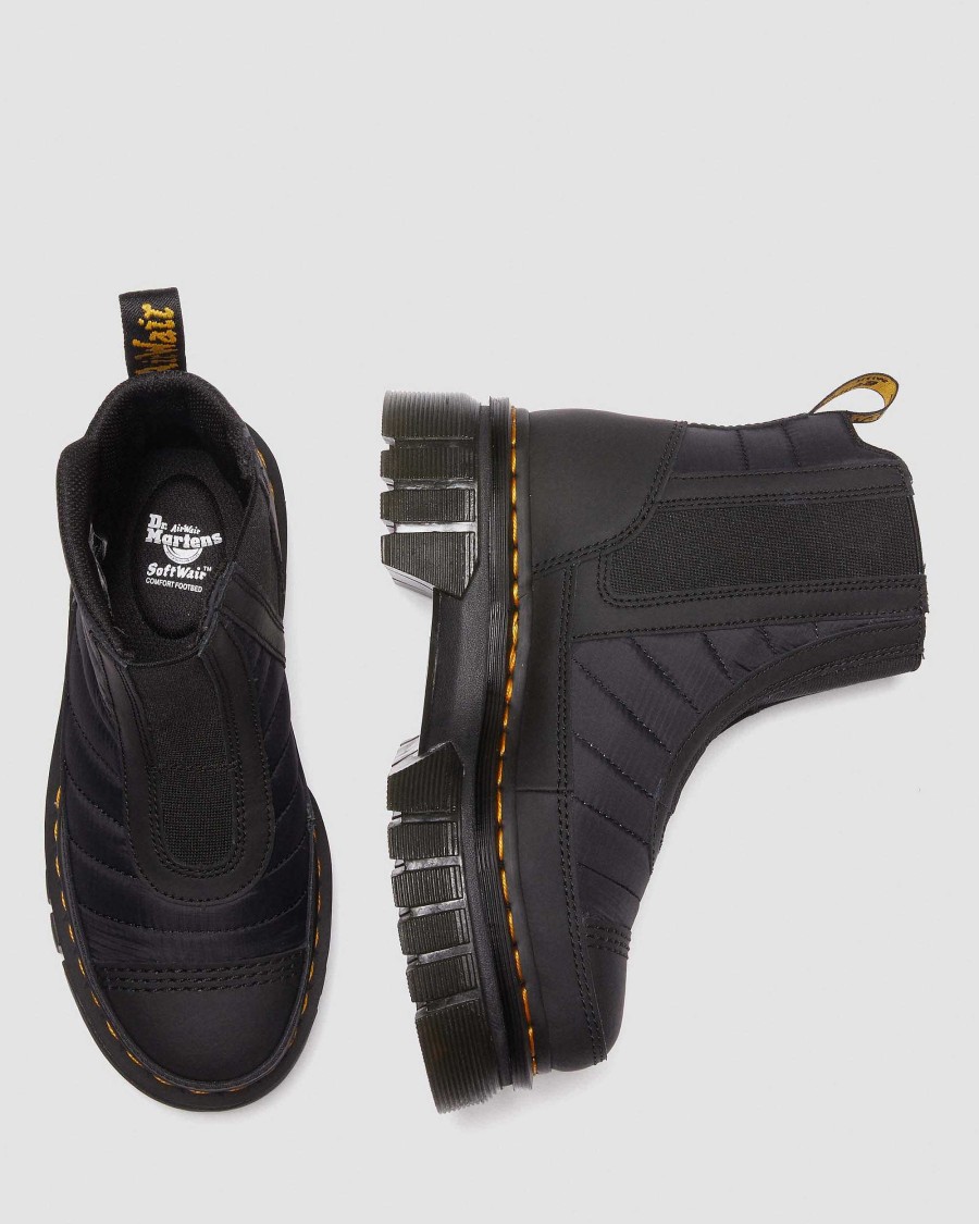 Le Signore Dr. Martens Piattaforme | Stivaletti Chelsea Audrick Con Plateau Trapuntato Nero: Pelle Gommata+Calda Trapuntata