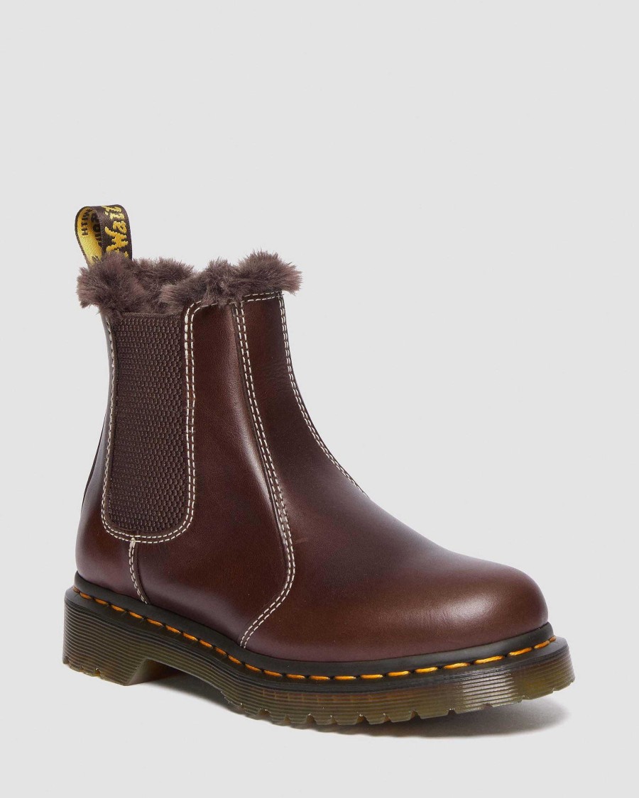 Le Signore Dr. Martens Stivaletti | Stivaletti Chelsea Leonore 2976 Foderati In Pelliccia Sintetica Marrone Scuro