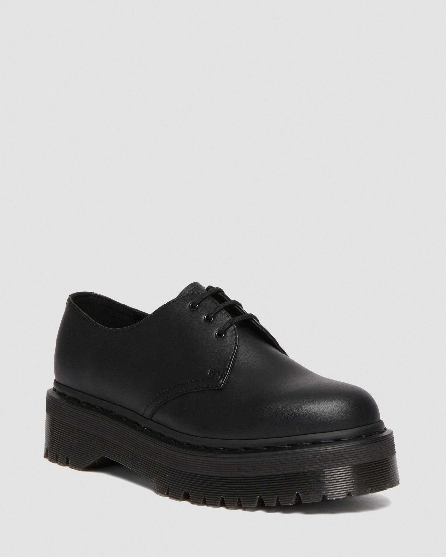 La Mia Genealogia Dr. Martens Scarpe Stringate | 1461 Piattaforma Felix Quad Mono Vegan -Kengat Musta: Felix Rub Off