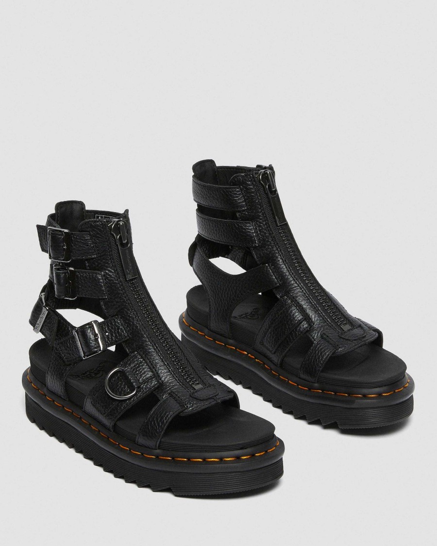 Le Signore Dr. Martens Sandalo Gladiatore | Olson Musta: Nappa Macinata