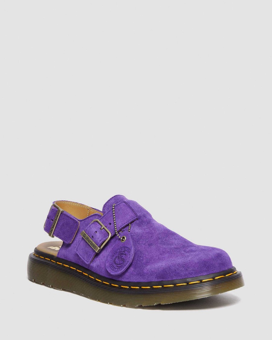 Le Signore Dr. Martens Pantofole | Slingback Jorge Made In England Violetti — Repello Vitello Scamosciato (Gum Oil)