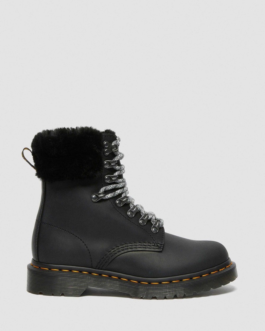 Le Signore Dr. Martens Tenie | Stivaletti 1460 Serena Collar Foderati In Pelliccia Sintetica Nero: Streeter+Pelliccia Milo