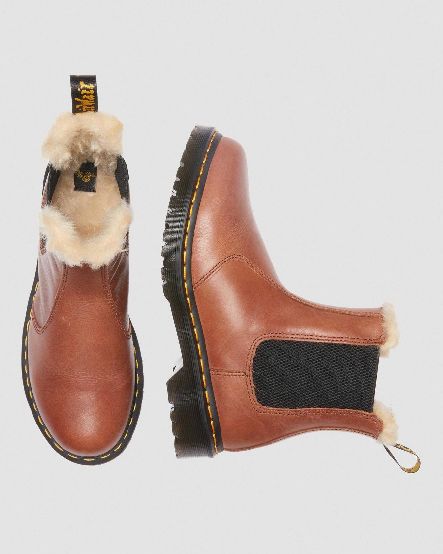 Le Signore Dr. Martens Stivaletti | Stivaletti Chelsea Leonore 2976 Foderati In Pelliccia Sintetica Marrone: Maniscalco