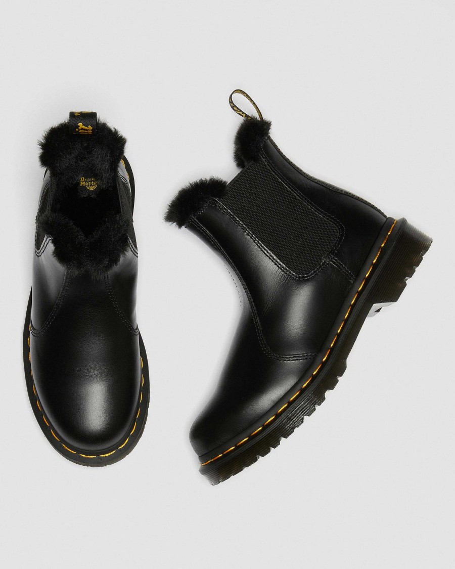 Le Signore Dr. Martens Stivaletti | Stivaletti Chelsea Leonore 2976 Foderati In Pelliccia Sintetica Grigio Scuro: Atlante