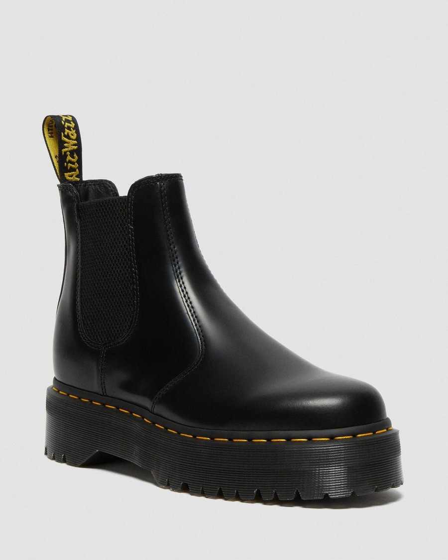 La Mia Genealogia Dr. Martens Piattaforme | Stivaletti Chelsea 2976 In Pelle Con Piattaforma Liscia Quadrupla Musta: Liscio Lucido