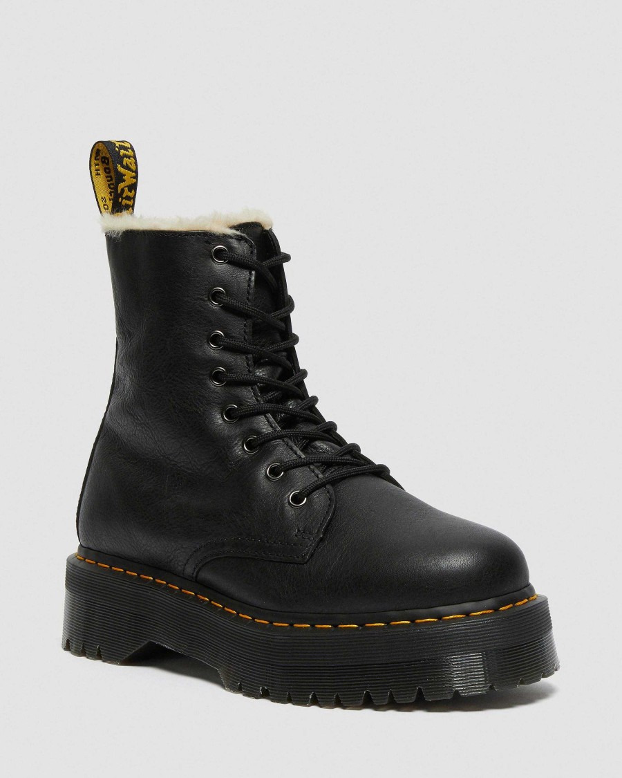 La Mia Genealogia Dr. Martens Formiche Invernali | Piattaforma In Pelle Foderata In Pelliccia Sintetica Jadon -Maiharit Musta-Pisa