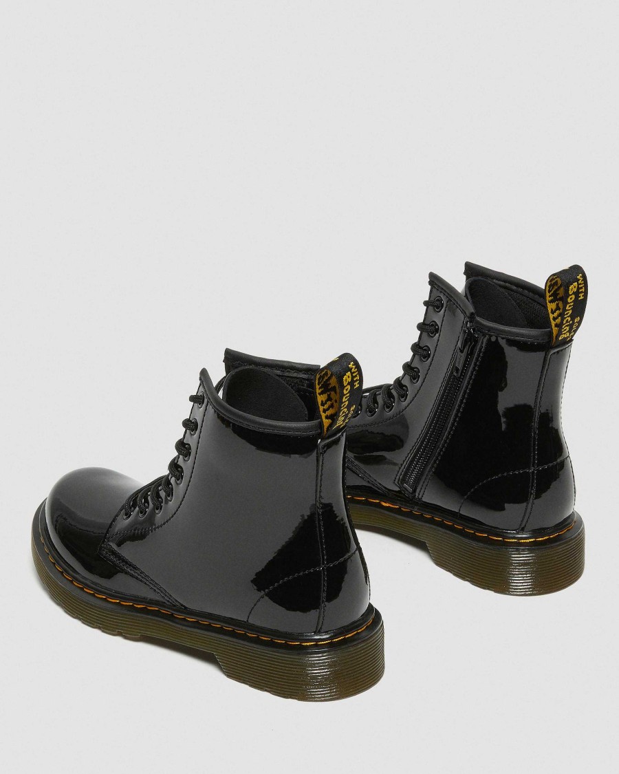 Bambini Dr. Martens Scarpe Da Scuola Per Ragazze | Pantaloncini Con Lacci In Vernice 1460 Da Bambino Nero: Lampada Brevettata