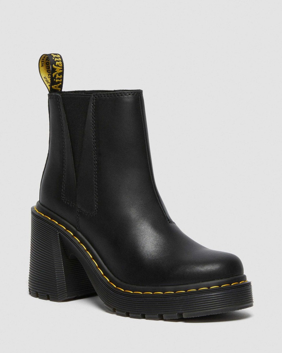 Le Signore Dr. Martens Stivaletti | Stivaletti Chelsea Spence In Pelle Con Tacco Svasato Musta: Sandali