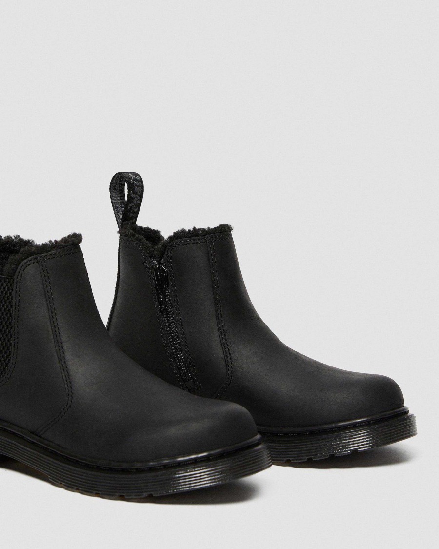 Bambini Dr. Martens Maihar Per Bambini | Stivaletti Chelsea Foderati In Pelliccia Sintetica Junior 2976 Leonore Nero: Repubblica Impermeabile