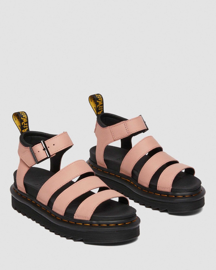 Le Signore Dr. Martens Sandalo Gladiatore | Sandali Con Plateau E Cinturino Blaire Pisa In Pelle Beige Pesca — Pisa