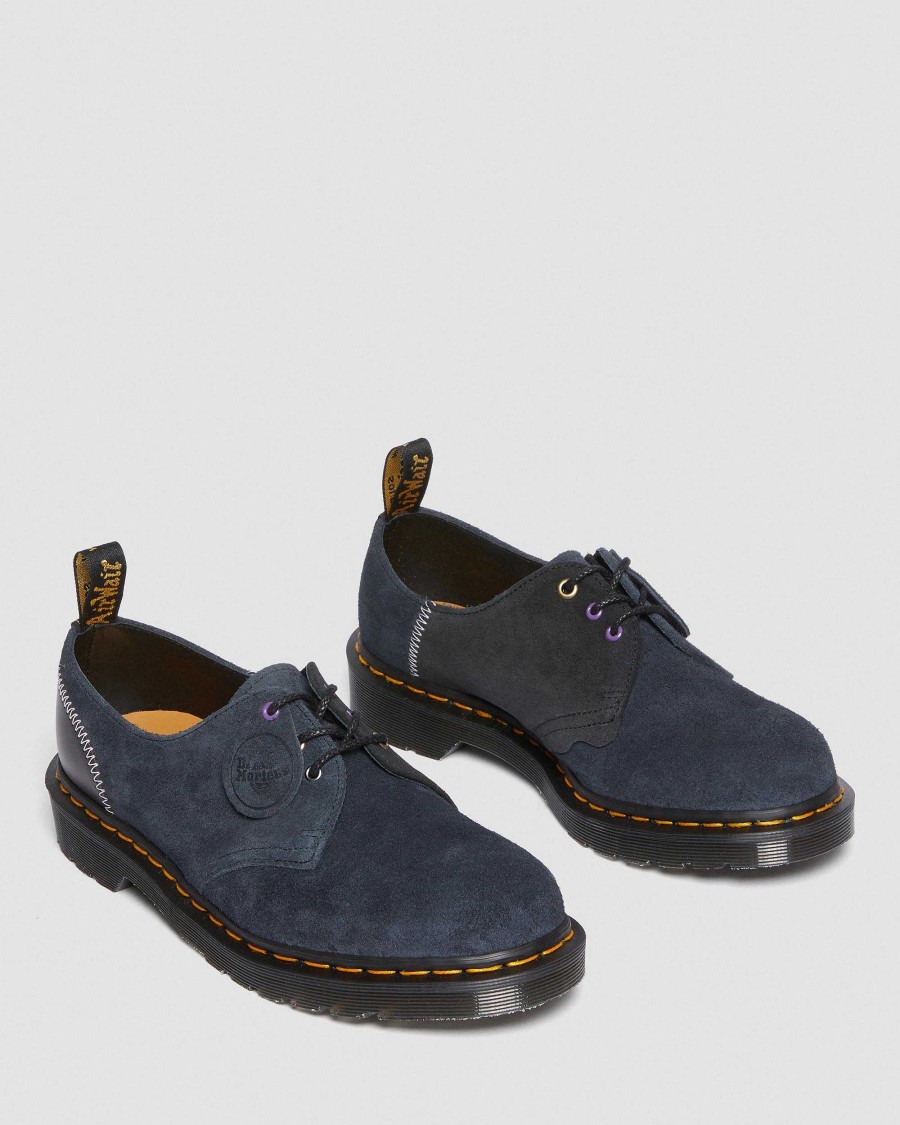 La Mia Genealogia Dr. Martens Scarpe Realizzate In Inghilterra | 1461 Deadstock Leather -Kengat Musta+Indigonsininen+Musta — Quilon + Suede