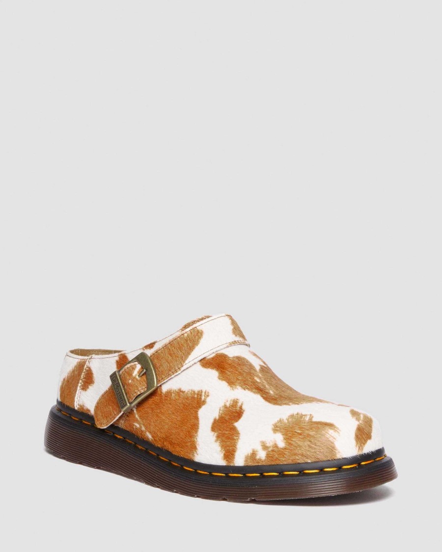 Le Signore Dr. Martens Pantofole | Infradito Con Stampa Mucca Isham Hair-On Stampa Di Mucca In Jersey: Capelli Accesi