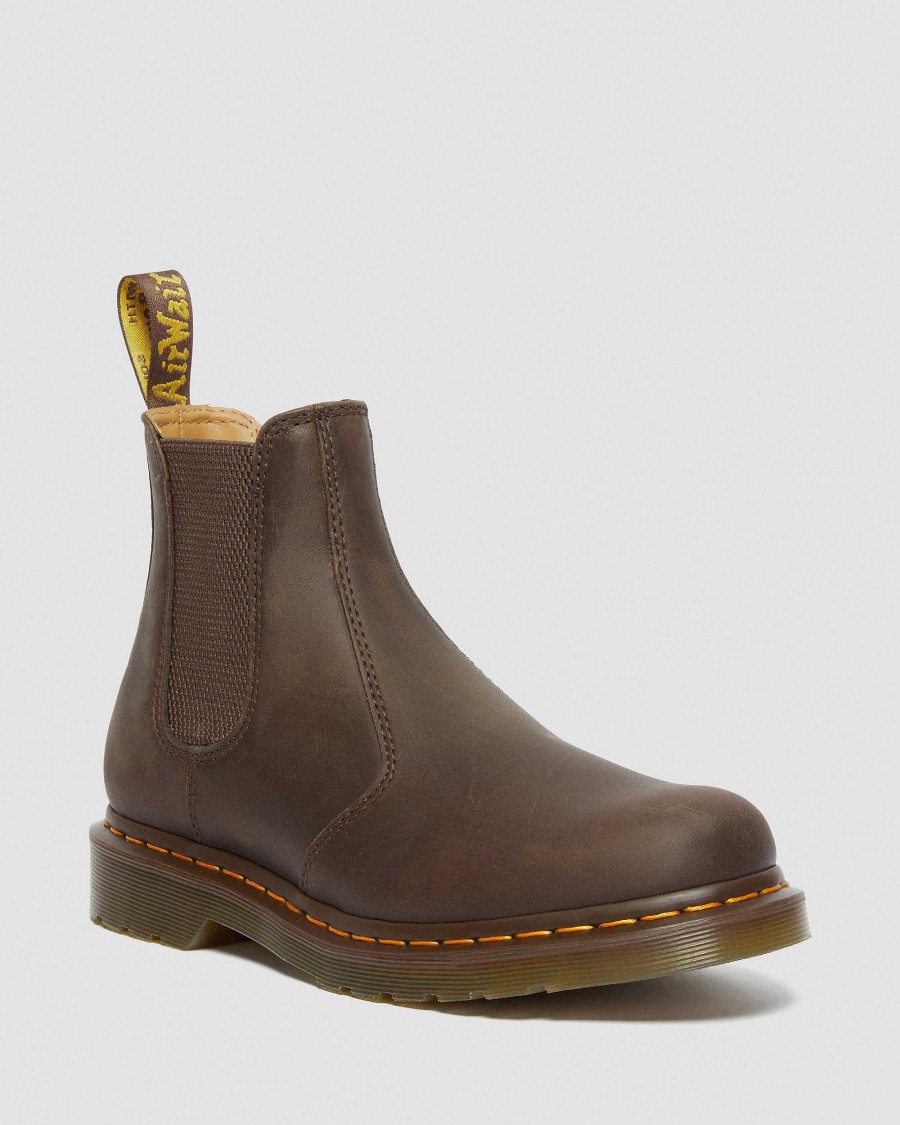 La Mia Genealogia Dr. Martens Maihar Marroni | 2976 Punto Giallo Crazy Horse Chelsea -Stivali Marrone Scuro — Crazy Horse+Pu