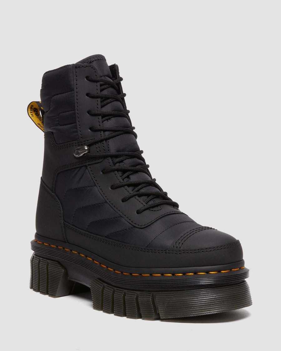 Le Signore Dr. Martens Piattaforme | Piattaforma Trapuntata Audrick 8I -Maiharit Nero: Pelle Gommata+Calda Trapuntata