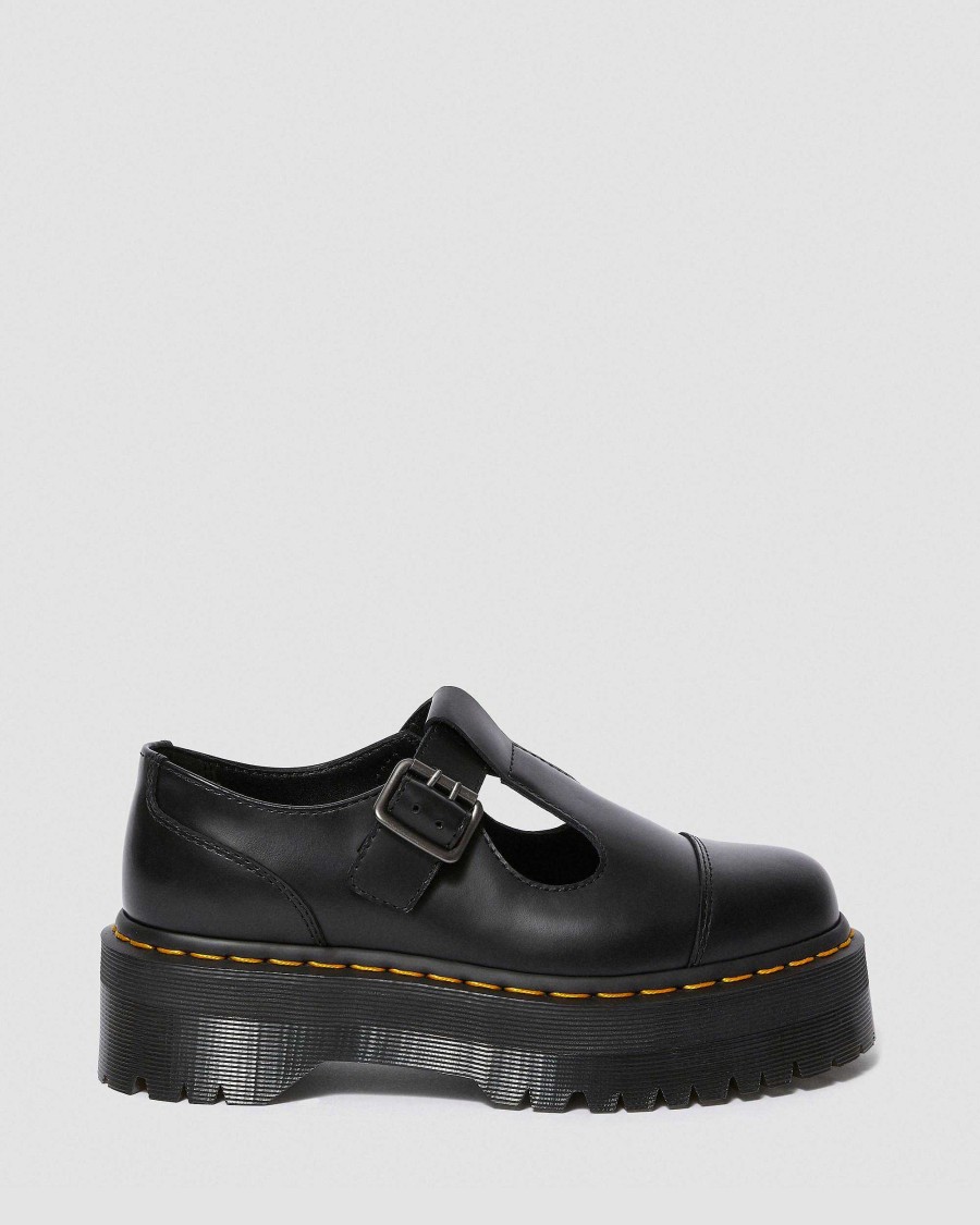 Le Signore Dr. Martens Scarpe Nere | Piattaforma In Pelle Liscia Bethan Mary Jane -Kengat Musta: Liscio Lucido