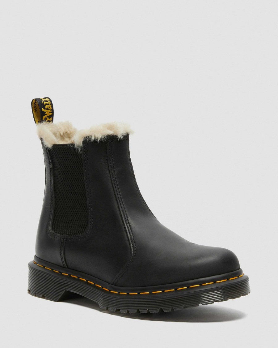 Le Signore Dr. Martens Stivaletti | Stivaletti Chelsea Leonore 2976 Foderati In Pelliccia Sintetica Musta: Wyoming Brunito