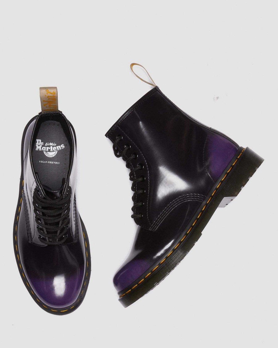 La Mia Genealogia Dr. Martens Maihari Vegani | 1460 Vegano -Nauhamaiharit Black/Rich Purple — Oxford Rub Off