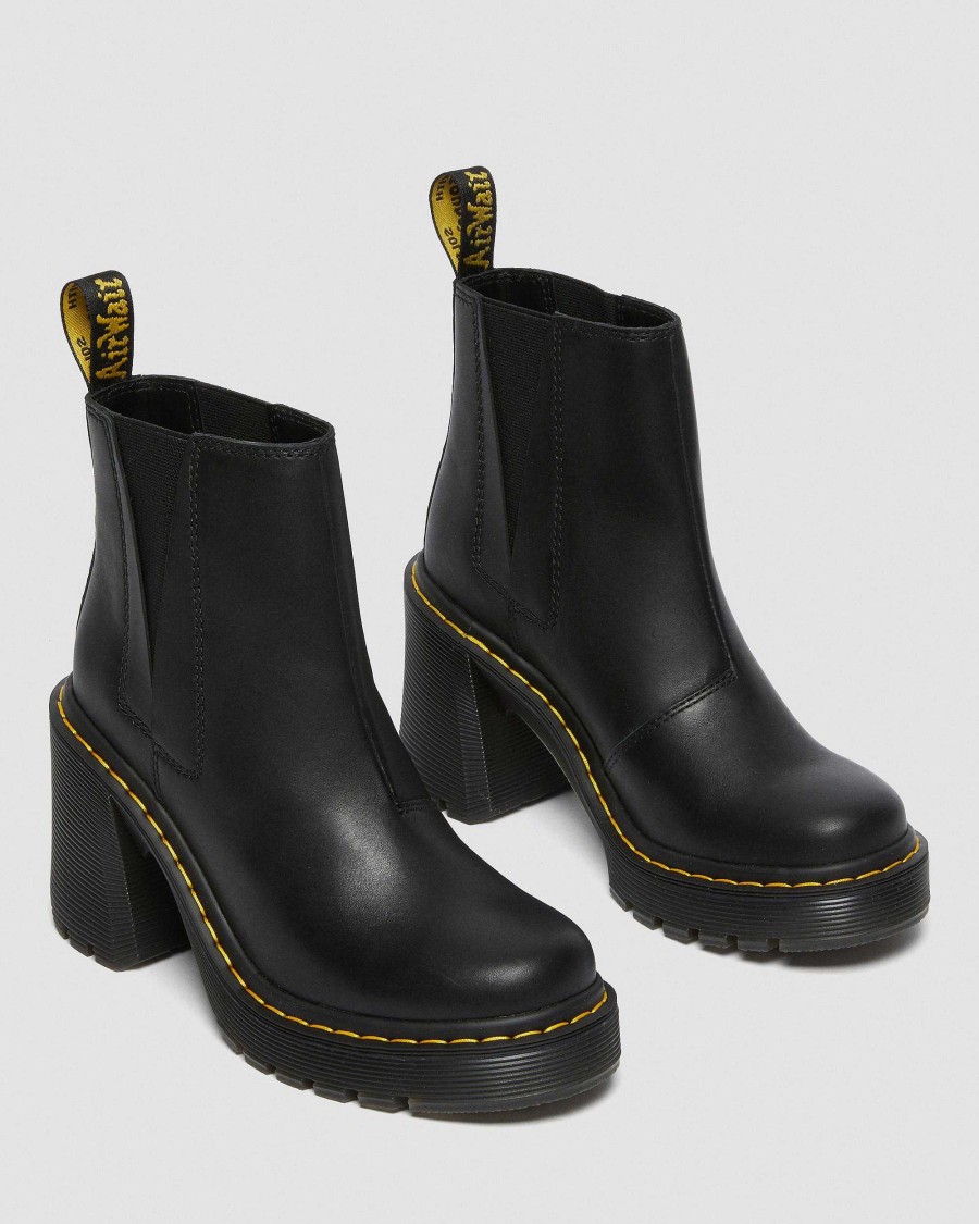 Le Signore Dr. Martens Stivaletti | Stivaletti Chelsea Spence In Pelle Con Tacco Svasato Musta: Sandali