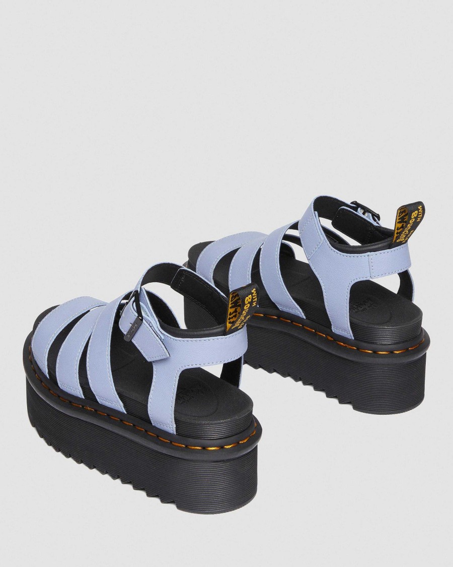 Le Signore Dr. Martens Sandalo Con Plateau | Sandali Con Plateau E Cinturino Blaire Quad Pisa In Pelle Zen Blu Pisa