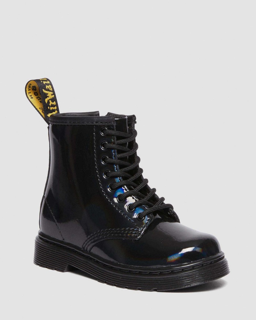 Bambini Dr. Martens Maihar Per Bambini | Stringate In Pelle Arcobaleno Per Bambini 1460 -Maiharit Nero: Brevetto Arcobaleno