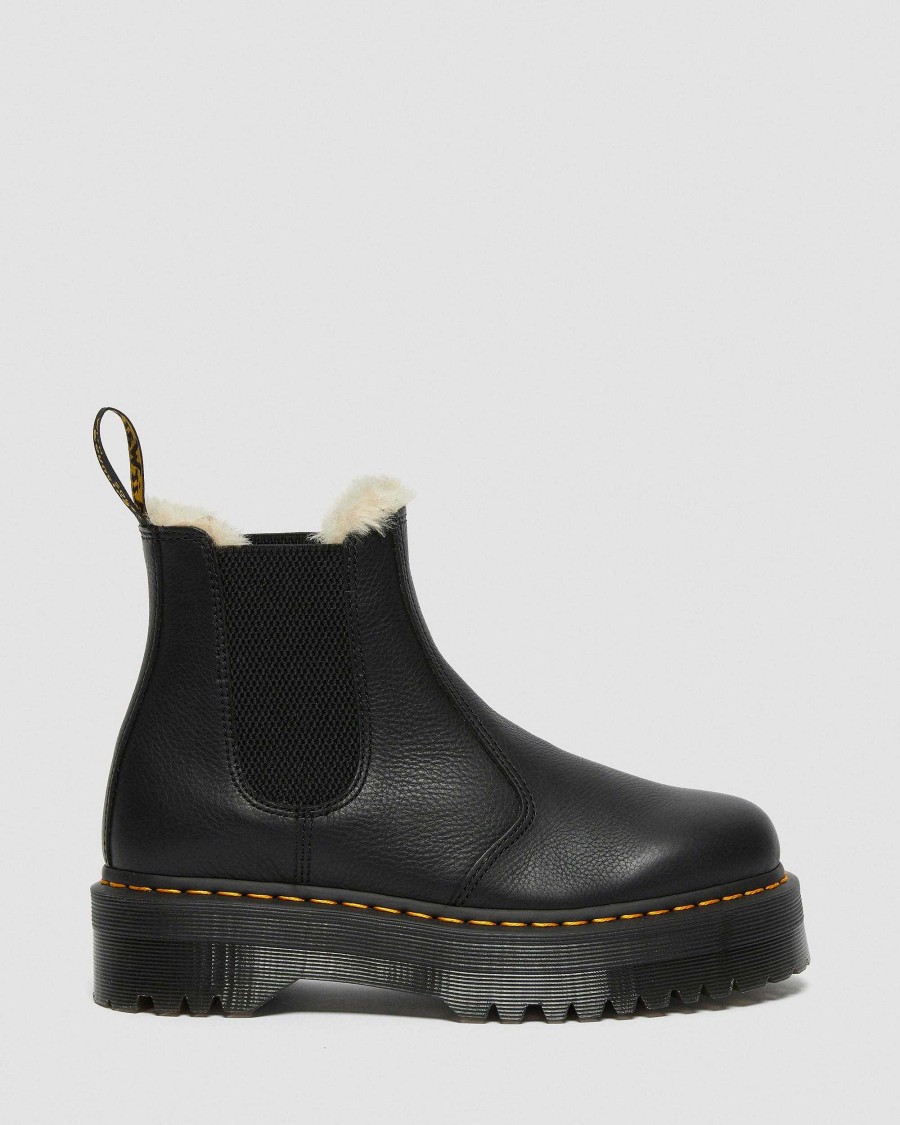 La Mia Genealogia Dr. Martens Formiche Invernali | 2976 Stivaletti Chelsea Con Plateau Foderati In Pelliccia Quadrupla Musta-Pisa